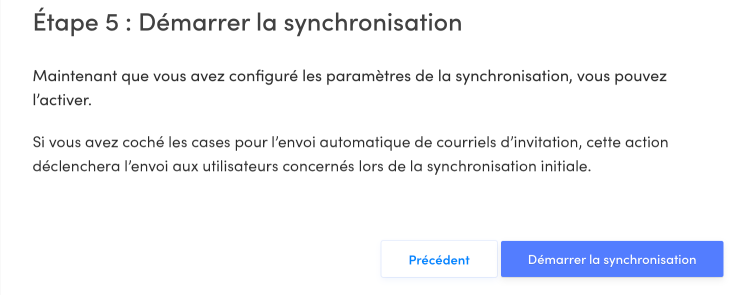 Démarrage de la synchronisation