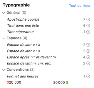 Classes de détections : Typographie
