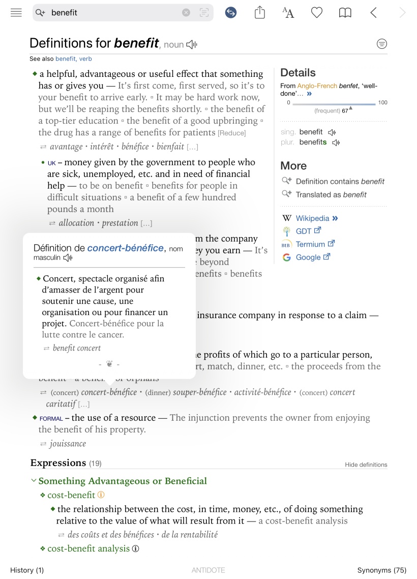 Definitions dictionaries