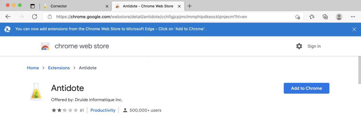 Add to Chrome (for Edge)