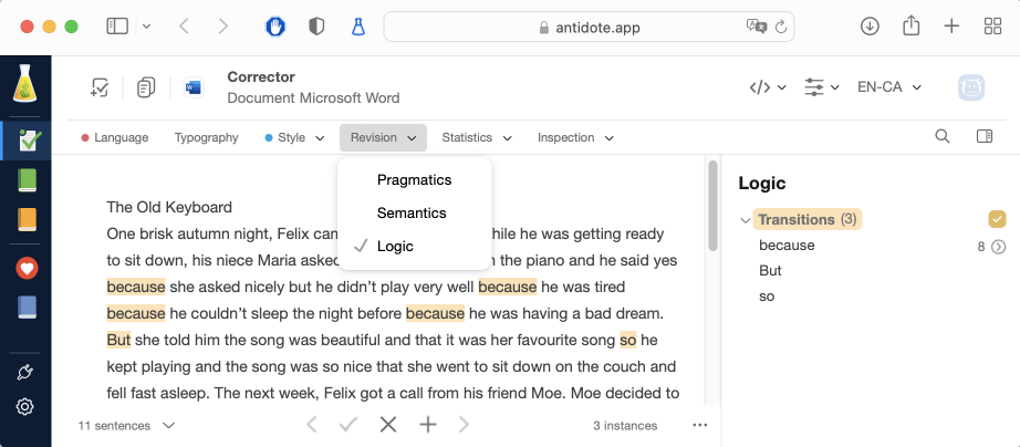 Antidote Web’s **Logic** filter
