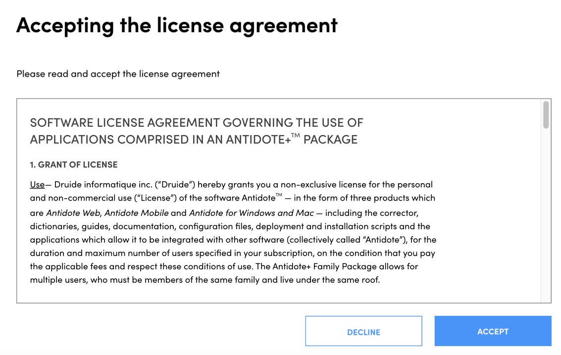 License agreement