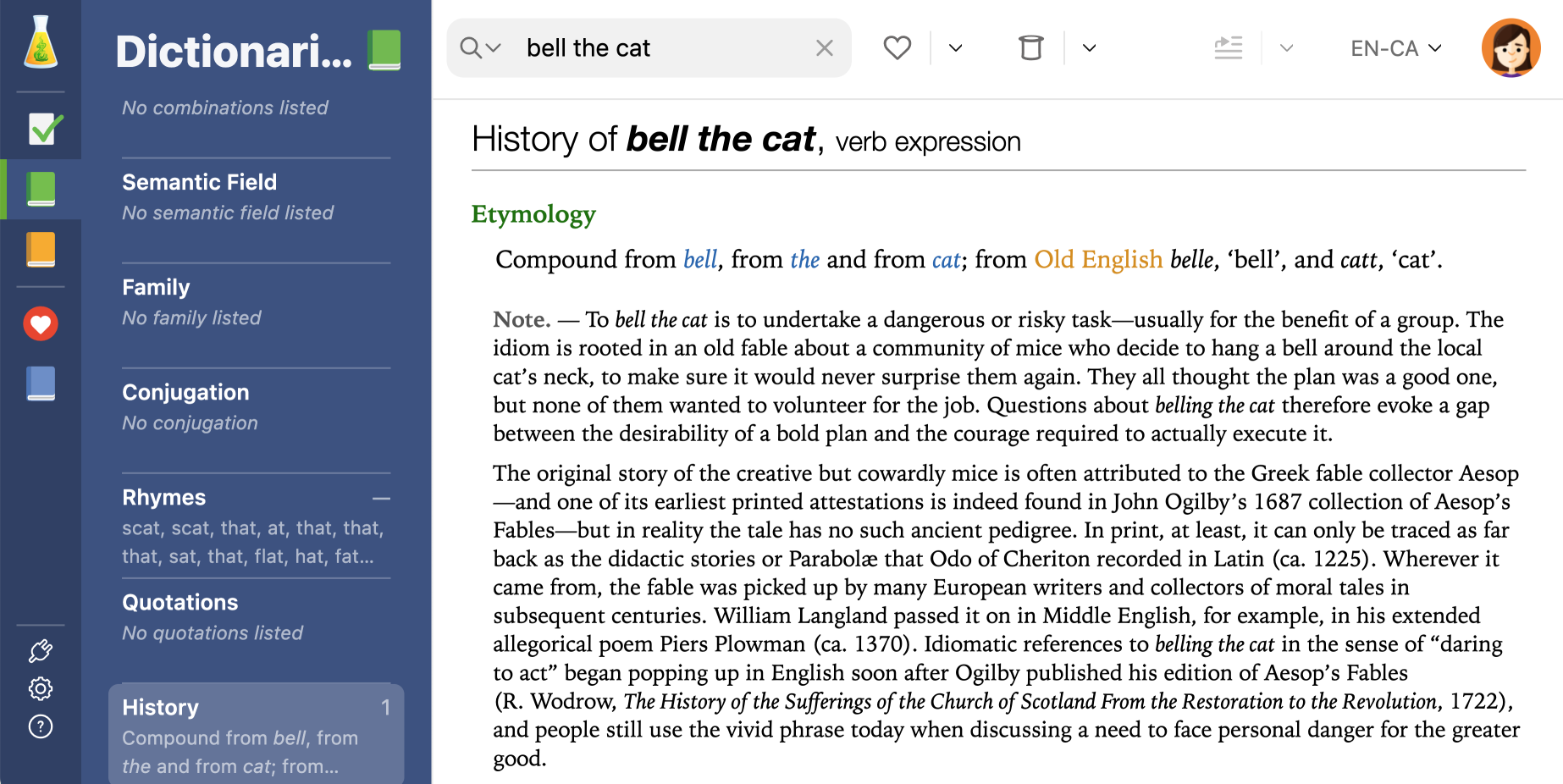 Etymological note for the expression _bell the cat_