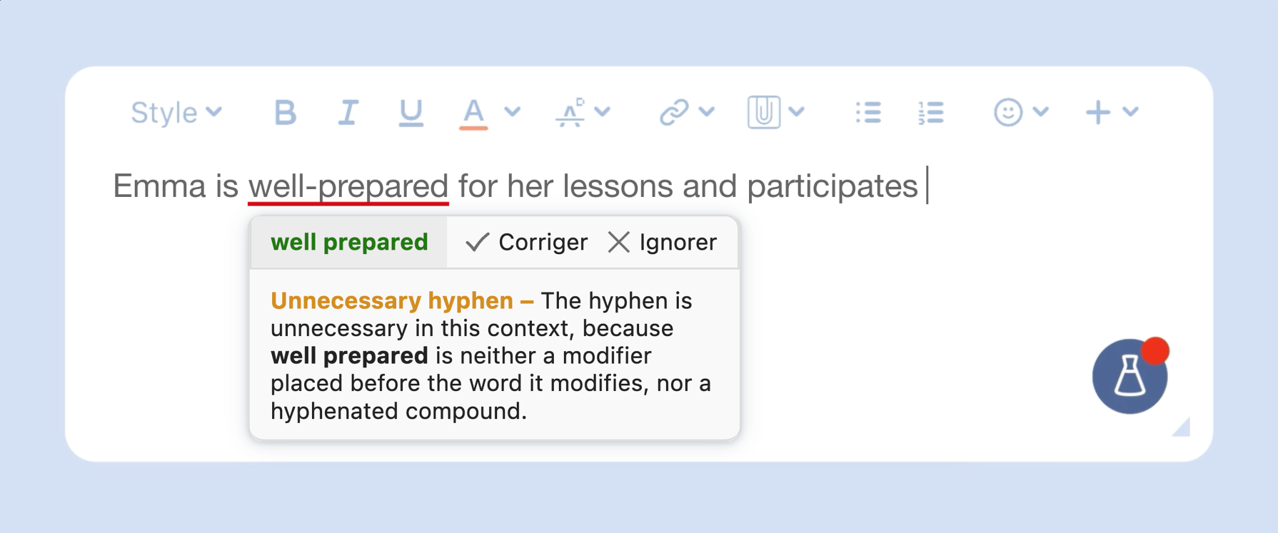 Live Correction in an editable text field