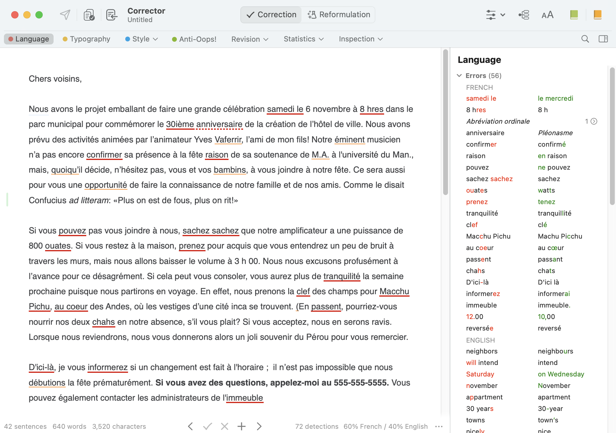 French Corrector | User Guide