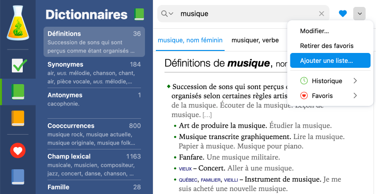 Ajouter une liste de favoris