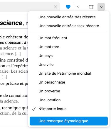Menu des découvertes