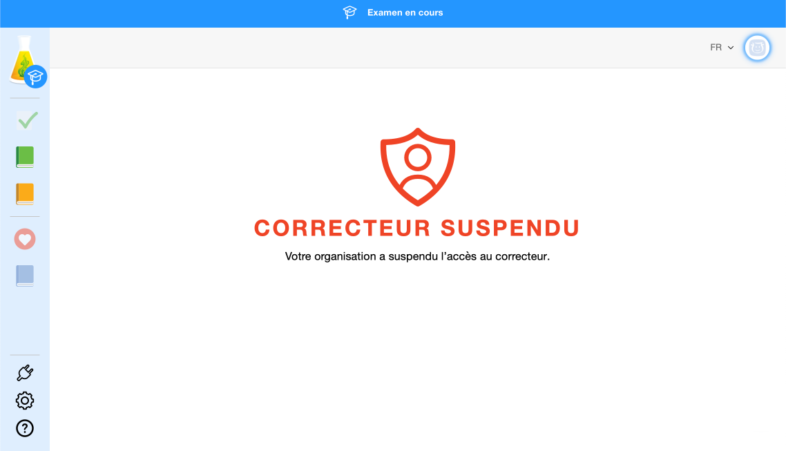 Exemple de l’interface d’Antidote Web en mode examen avec accès aux dictionnaires et aux guides seulement