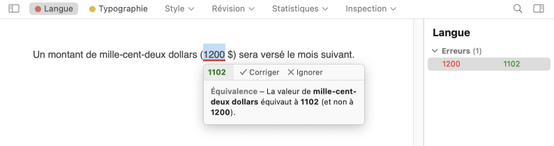 Détection d’une erreur d’équivalence