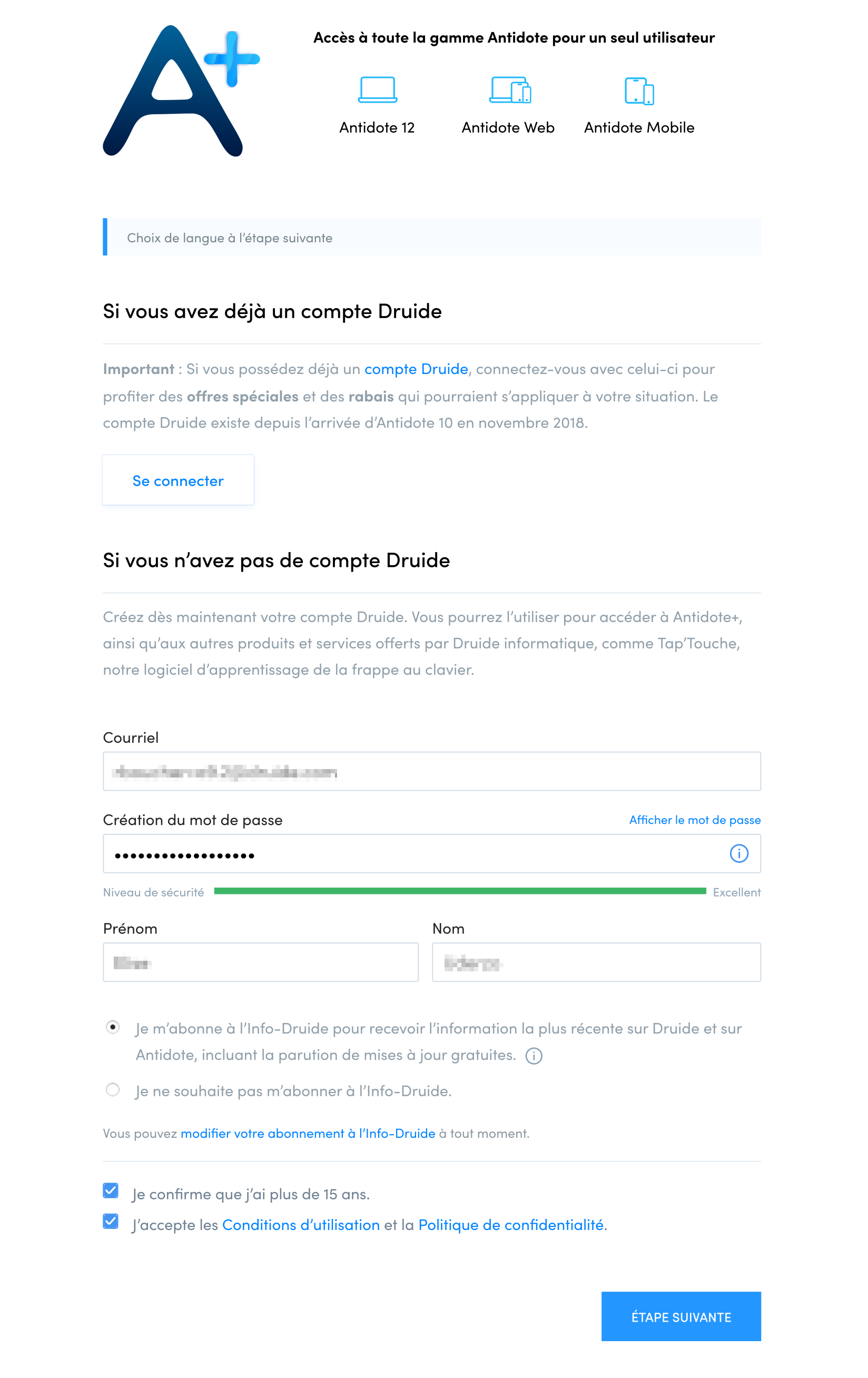 Connexion au compte