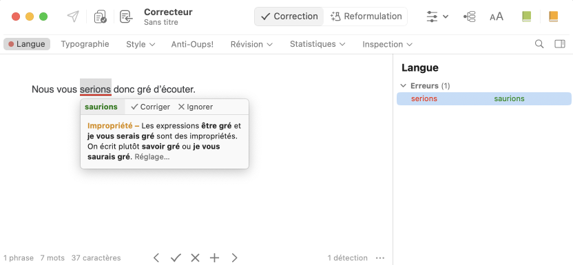 Explication de la même correction par Antidote