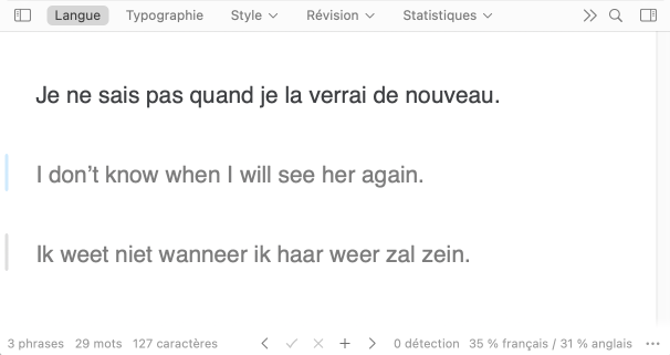 Signalement des langues dans la marge