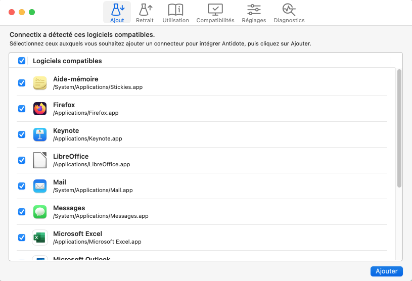 Intégration d’Antidote à vos logiciels sur Mac