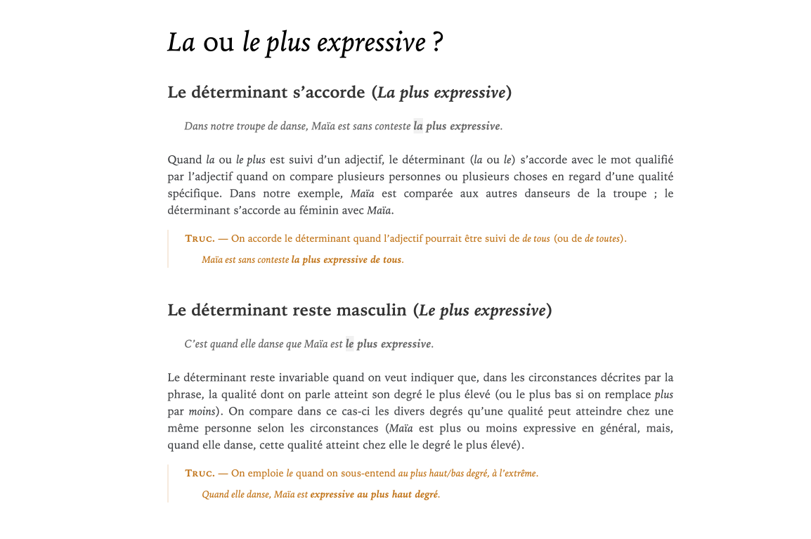 Certains articles donnent des trucs pour mieux retenir une règle.