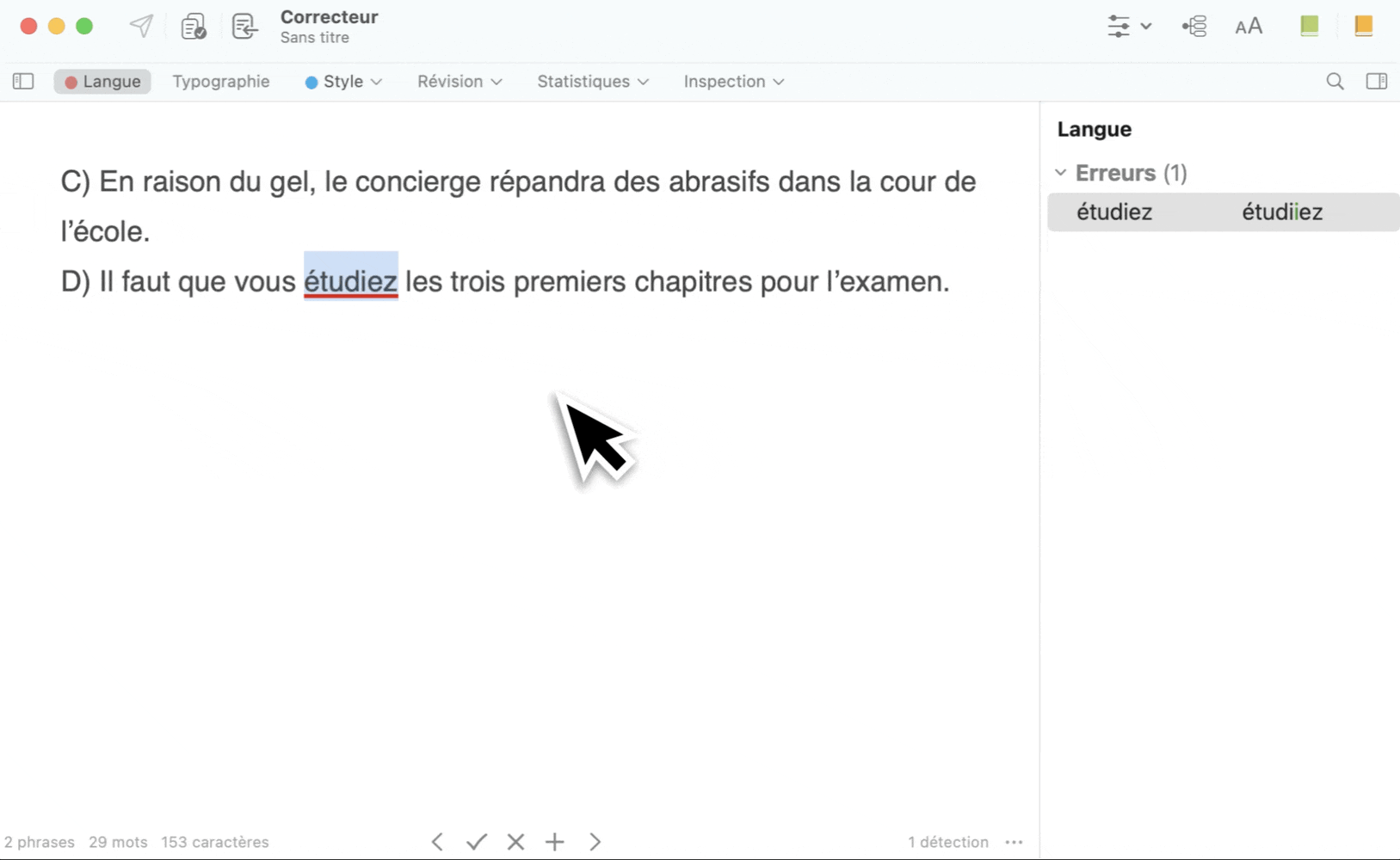 Ouverture des dictionnaires à partir du correcteur