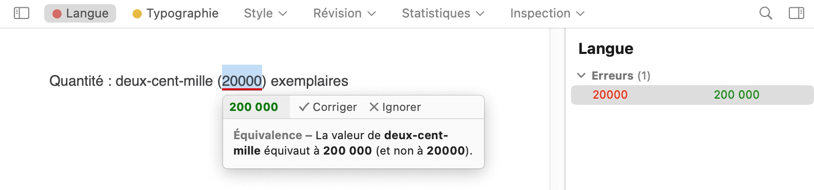 Détection d’une erreur d’équivalence