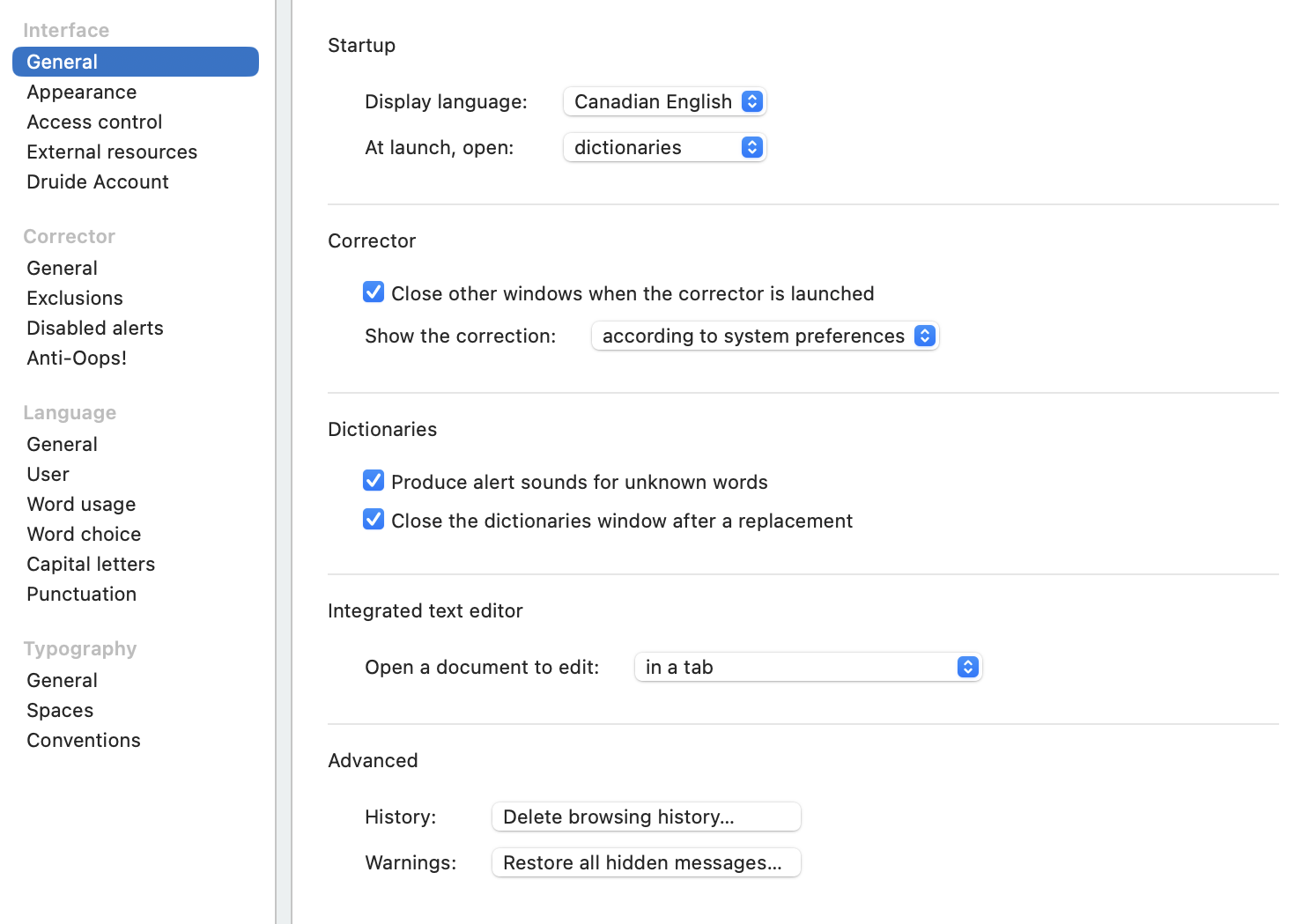 General Panel - Interface Settings | User Guide