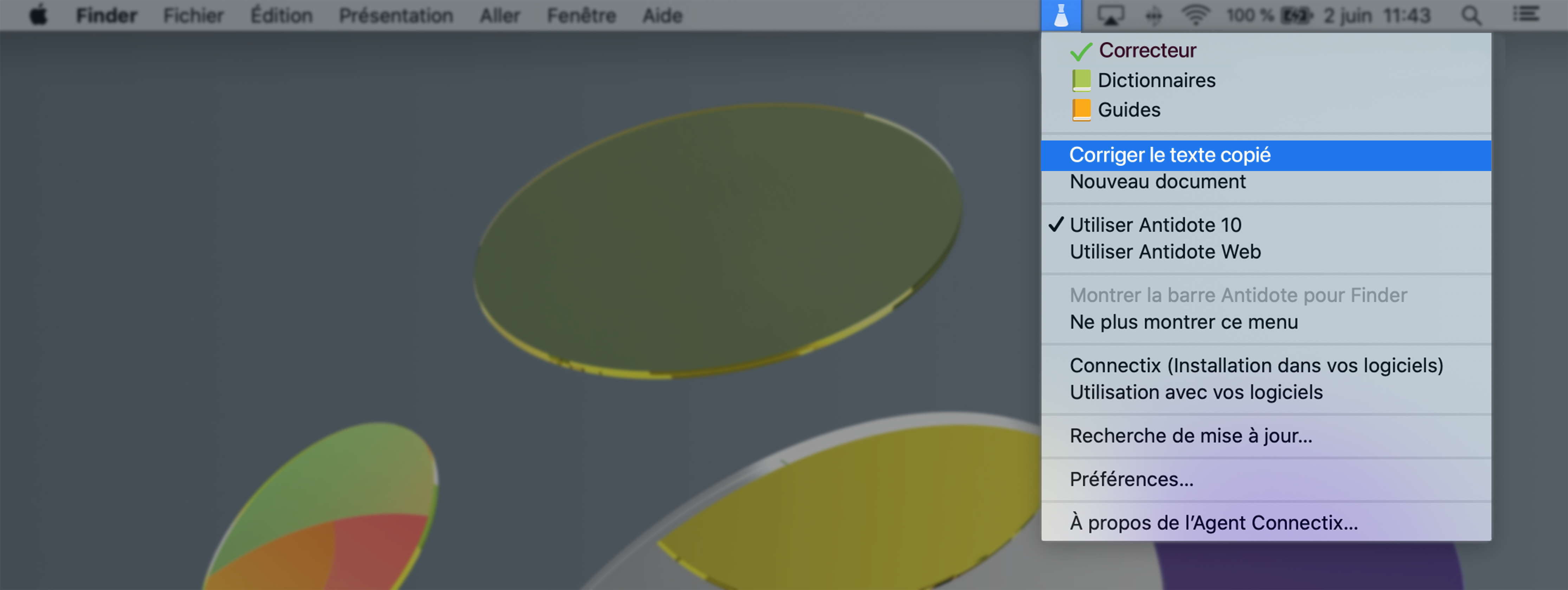 Petite fiole dans la barre des menus sur Mac