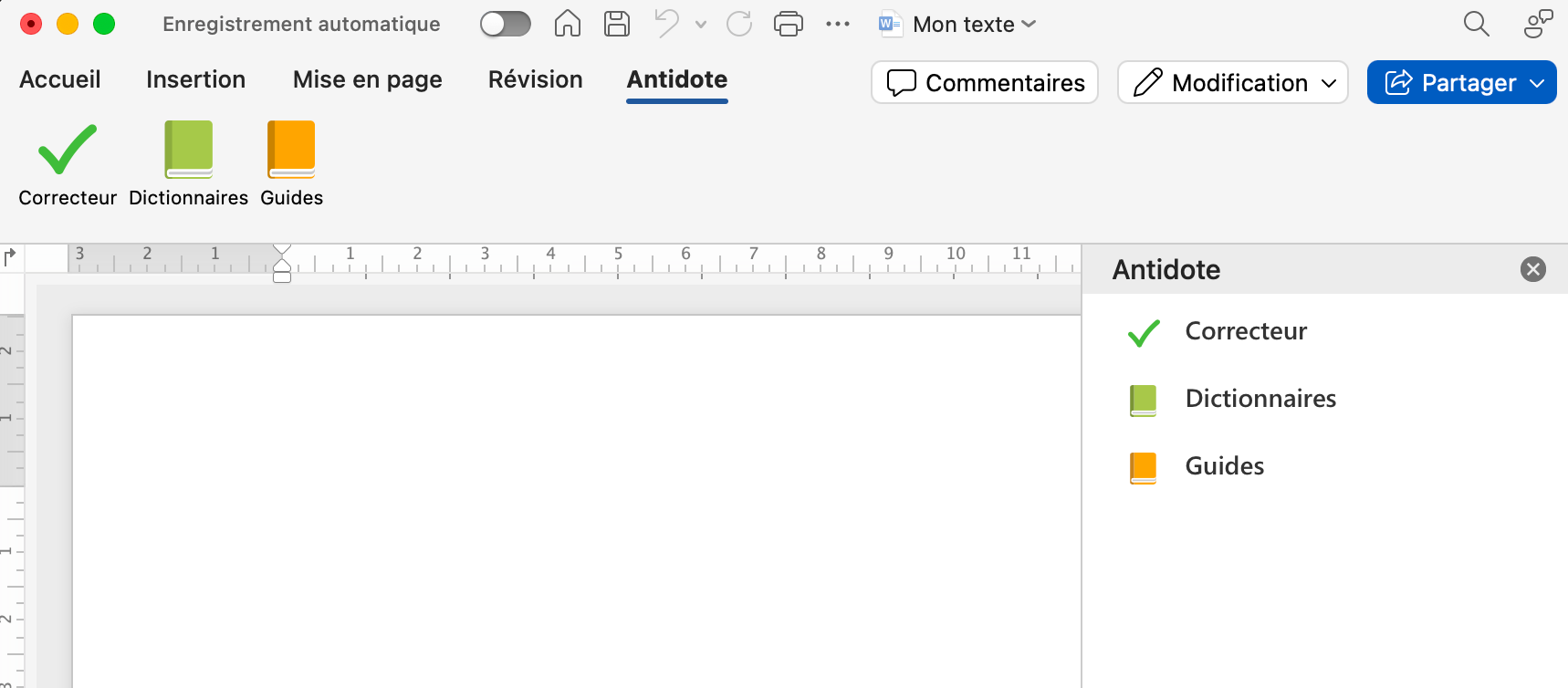 Utilisation d’Antidote dans Word | Mac