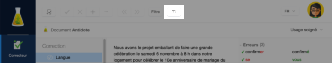 Copier le texte corrigé