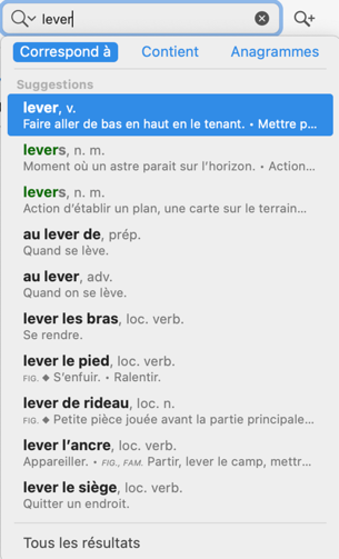 Recherche à la frappe